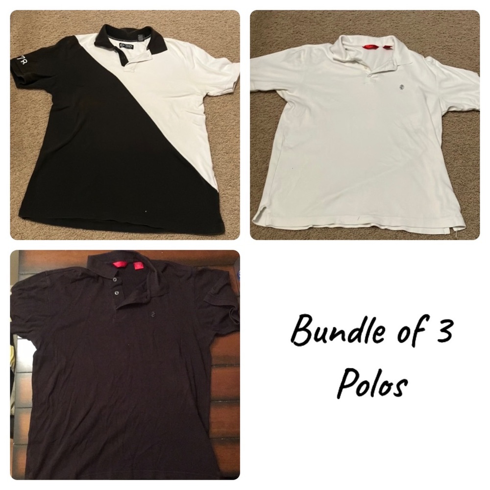 Bundle lot of 3 collared polo shirts brand izod and chaps size small.